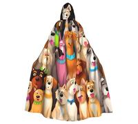 BYPPJGH Capa con capucha de Halloween para adultos, muchos perros lindos, capa de longitud completa, disfraz de Halloween, Navidad, cosplay, para hombres y mujeres