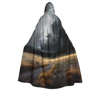 BYPPJGH Capa con capucha de Halloween para adultos, paisaje de trueno, capa de longitud completa, disfraz de Halloween, Navidad, cosplay, para hombres y mujeres