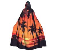 BYPPJGH Capa con capucha de Halloween para adultos, palmera, verano, puesta de sol, capa de longitud completa, disfraz de Halloween, Navidad, cosplay, para hombres y mujeres