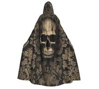 BYPPJGH Capa con capucha de Halloween para adultos, papel pintado gótico, calavera, capa de longitud completa, disfraz de Halloween, Navidad, cosplay, para hombres y mujeres