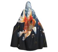 BYPPJGH Capa con capucha de Halloween para adultos pequeños peces dorados nadando en el agua, capa de longitud completa, disfraz de Halloween, Navidad, cosplay, para hombres y mujeres