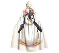 BYPPJGH Capa con capucha de Halloween para adultos, pingüino con flores, capa de longitud completa, disfraz de Halloween, Navidad, cosplay, para hombres y mujeres