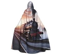 BYPPJGH Capa con capucha de Halloween para adultos, tren de vapor, salida del atardecer, capa de longitud completa, disfraz de Halloween, Navidad, cosplay, para hombres y mujeres