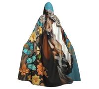 BYPPJGH Capa con capucha de Halloween para adultos, un caballo con flores, capa de longitud completa, disfraz de Halloween, Navidad, cosplay, para hombres y mujeres