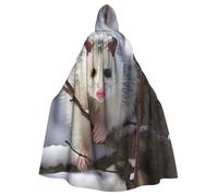 BYPPJGH Capa con capucha de Halloween para adultos, zarigüeya en la nieve, capa de longitud completa, disfraz de Halloween, Navidad, cosplay, para hombres y mujeres