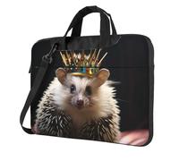 BYPPJGH Crown With Hedgehog - Bolsa de hombro para laptop para hombres y mujeres, maletín con asa de correa, bolsa impermeable para laptop, Black, 15.6 inch