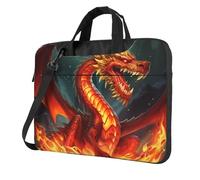 BYPPJGH Dragon King In Fire - Bolsa de hombro para laptop para hombres y mujeres, bolsa de mensajero con asa de correa, bolsa impermeable para laptop, Black, 14 inch