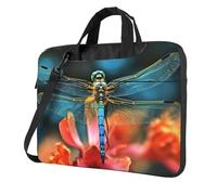 BYPPJGH Dragonfly On The Flower - Bolsa de hombro para laptop para hombres y mujeres, bolsa de mensajero con asa de correa, bolsa impermeable para laptop, Black, 13 inch
