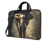 BYPPJGH Elephant In The Forest - Bolsa de hombro para laptop para hombres y mujeres, maletín con asa de correa, bolsa impermeable para laptop, Black, 15.6 inch