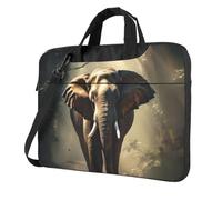 BYPPJGH Elephant In The Forest - Bolsa de hombro para laptop para hombres y mujeres, maletín con asa de correa, bolsa impermeable para laptop, Black, 15.6 inch