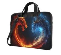 BYPPJGH Fire And Ice Dragons - Bolsa de hombro para laptop para hombres y mujeres, maletín con asa de correa, bolsa impermeable para laptop, Black, 13 inch