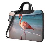 BYPPJGH Flamingo On The Beach - Bolsa de hombro para laptop para hombres y mujeres, maletín con asa de correa, bolsa impermeable para laptop, Black, 15.6 inch