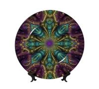 BYPPJGH Fractal Art - Platos decorativos de cerámica de porcelana china con soporte de exhibición hecho a mano, adorno de cerámica con personalidad, plato de cena de porcelana, manualidades para