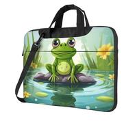 BYPPJGH Frog In A Pond - Bolsa de hombro para laptop para hombres y mujeres, maletín con asa de correa, bolsa impermeable para laptop, Black, 14 inch