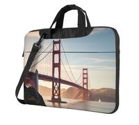 BYPPJGH Golden Gate Bridge - Bolsa de hombro para laptop para hombres y mujeres, maletín con asa de correa, bolsa impermeable para laptop, Black, 14 inch