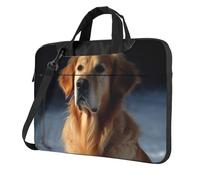 BYPPJGH Golden Retriever - Bolsa de hombro para laptop para hombres y mujeres, bolsa de mensajero con asa de correa, bolsa impermeable para laptop, Black, 14 inch