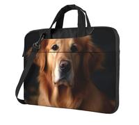 BYPPJGH Golden Retriever - Bolsa de hombro para laptop para hombres y mujeres, bolsa de mensajero con asa de correa, bolsa impermeable para laptop, Black, 14 inch
