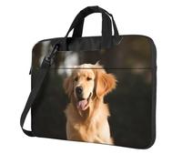 BYPPJGH Golden Retriever - Bolsa de hombro para laptop para hombres y mujeres, maletín con asa de correa, bolsa impermeable para laptop, Black, 14 inch