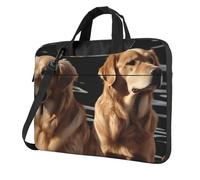 BYPPJGH Golden Retrievers - Bolsa de hombro para laptop para hombres y mujeres, bolsa de mensajero con asa de correa, bolsa impermeable para laptop, Black, 14 inch