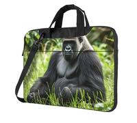 BYPPJGH Gorilla In The Grass - Bolsa de hombro para laptop para hombres y mujeres, bolsa de mensajero con asa de correa, bolsa impermeable para laptop, Black, 13 inch