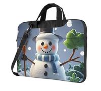 BYPPJGH Happy Snowman - Bolsa de hombro para laptop para hombres y mujeres, bolsa de mensajero con asa de correa, bolsa impermeable para laptop, Black, 14 inch