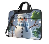 BYPPJGH Happy Snowman - Bolsa de hombro para laptop para hombres y mujeres, bolsa de mensajero con asa de correa, bolsa impermeable para laptop, Black, 14 inch