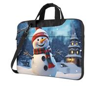 BYPPJGH Happy Snowman - Bolsa de hombro para laptop para hombres y mujeres, bolsa de mensajero con asa de correa, bolsa impermeable para laptop, Black, 14 inch