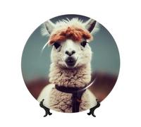 BYPPJGH Lindos platos decorativos de cerámica de alpaca, plato decorativo de porcelana de hueso con soporte de exhibición hecho a mano, adorno de cerámica con personalidad, plato de cena de porcelana