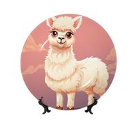 BYPPJGH Lindos platos decorativos de cerámica de llama, plato decorativo de porcelana china con soporte de exhibición hecho a mano, adorno de cerámica con personalidad, plato de cena de porcelana