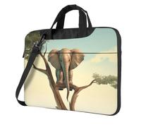 BYPPJGH Little Elephant On Tree - Bolsa de hombro para laptop para hombres y mujeres, maletín con asa de correa, bolsa impermeable para laptop, Black, 14 inch