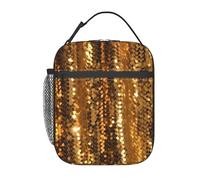 BYPPJGH Lonchera con lentejuelas doradas y brillantes, aislada, reutilizable, gran capacidad, a prueba de fugas, bolsas de comida para mujeres y hombres, trabajo, oficina, picnic, viajes