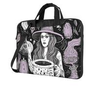 BYPPJGH Magic Witch Witchcraft - Bolsa de hombro para portátil con diseño bohemio para hombres y mujeres, maletín con asa de correa, impermeable, para portátil, Black, 15.6 inch