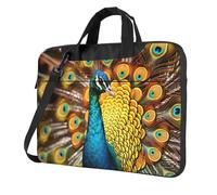 BYPPJGH Maletín de hombro para laptop con asa de correa impermeable y diseño de pavo real para hombre y mujer, Black, 13 inch