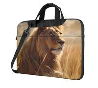 BYPPJGH Prairie Lion - Bolsa de hombro para laptop para hombre y mujer, bolsa de mensajero con asa de correa, bolsa impermeable para laptop, Black, 13 inch