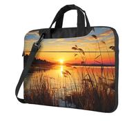 BYPPJGH Reeds By The River - Bolsa de hombro para laptop para hombres y mujeres, bolsa de mensajero con asa de correa, bolsa impermeable para laptop, Black, 13 inch