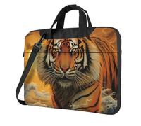 BYPPJGH Rising Sun Tiger - Bolsa de hombro para laptop para hombres y mujeres, maletín con asa de correa, bolsa impermeable para laptop, Black, 15.6 inch