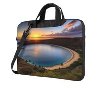 BYPPJGH Sunrise Over Hanauma Bay Oahu Hawaii - Bolsa de hombro para laptop para hombres y mujeres, maletín con asa de correa, bolsa impermeable para laptop, Black, 14 inch