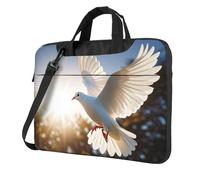 BYPPJGH White Dove Flying In The Sun - Bolsa de hombro para laptop para hombres y mujeres, maletín con asa de correa, impermeable, bolsa para portátil, Black, 15.6 inch
