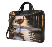 BYPPJGH Wild Goose By The Bridge - Bolsa de hombro para laptop para hombres y mujeres, maletín con asa de correa, bolsa impermeable para laptop, Black, 13 inch