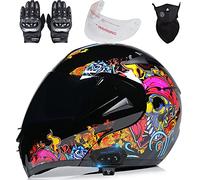 Byroads Casco de Moto Modular Bluetooth Integrado con un Micrófono Incorporado Anti Niebla Visera Doble ECE/Dot Homologado Adultos Hombres Mujeres Cascos Moto para Adulto 55~62cm