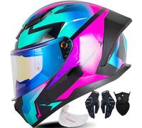 Byroads Casco Moto Integral con ECER22.06 Homologado, Cascos Integral para Motocicleta Doble Visera Anti Vaho, Full Face Motocross Scooter Personalidad Helmet para Hombre Mujer 55~64CM