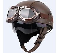 Byroads Cascos Jet Vintage, Medio Casco de Moto, Retro Alemán Estilo Moto Medio Casco con Gafas, ECE Homologado Medio Casco Scooter para Hombres Mujeres, para Crucero, Biker (55~62CM)