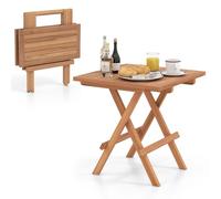 Byroce Mesa Auxiliar Cuadrada Plegable, Mesa de Comedor de Madera de Teca de Indonesia con Marco en Forma de X y Mesa de Listones, Mesa de Camping Ligera, Mesa Auxiliar portátil para balcón, Picnic y