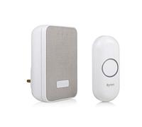 Byron DBY-22322UK - Kit de timbre inalámbrico con 16 melodías, sistema de alerta visual, malla blanca y gris