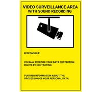BYSECUR BSC00839 Placa / cartel de Zona Videovigilada con grabación de sonido Inglés PVC para interior/exterior. Homologado segú