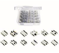 Bytcew Juego de 12 Tipos de Conectores Micro USB, Conector de Enchufe Jack, Adaptador de Repuesto para reparación USB-b, Juego Surtido para teléfono, Juguete, Placa de Circuito, Soldadura SMD SMT (60