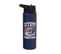 Byte Christmas: divertido nerd de la informática navideña, fanático de la tecnología de la información Stainless Steel Insulated Water Bottle