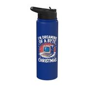 Byte Christmas: divertido nerd de la informática navideña, fanático de la tecnología de la información Stainless Steel Insulated Water Bottle