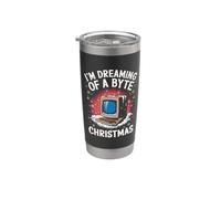 Byte Christmas: divertido nerd de la informática navideña, fanático de la tecnología de la información Vaso térmico de acero inoxidable de doble pared