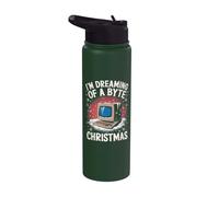 Byte Christmas: divertido nerd de la informática navideña, fanático de la tecnología de la información Stainless Steel Insulated Water Bottle